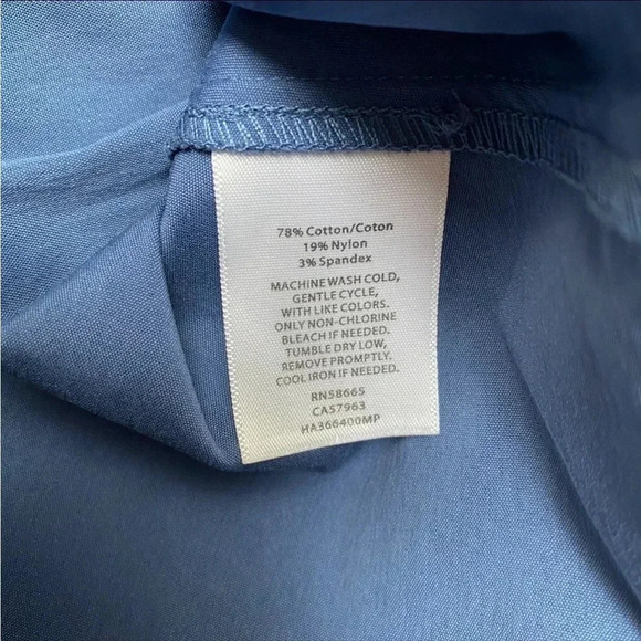 Halogen Blue Tie-Front Top Size Large Petite | 3/4 Sleeve Workwear Blouse - Picture 14 of 14